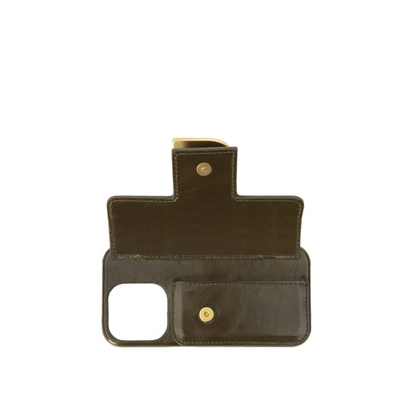Brandon Blackwood Nia Phone Case Oiled Leather Olive Green iPhone 14 Pro Max - Picture 3 of 11